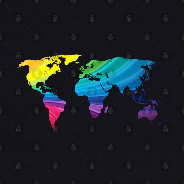 world map, rainbow colors by hottehue